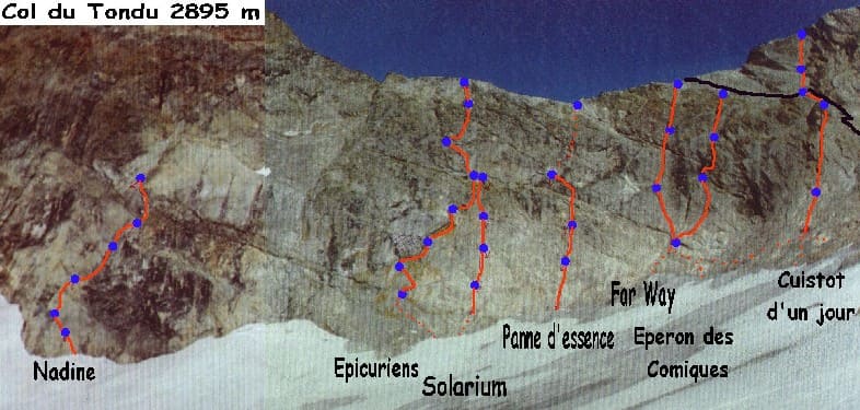 Voies d'escalade au col du Tondu