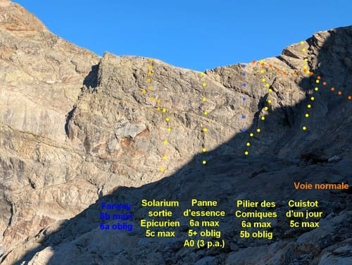 Voies d'escalade au col du Tondu